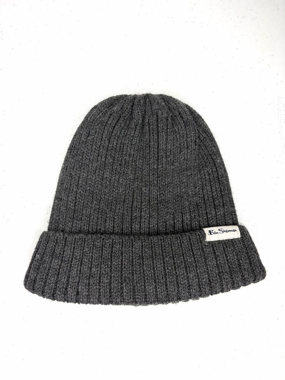Ben Sherman Ribbed Cuff Beanie Cap Men’s One Size Charcoal Gray Fleece Lined